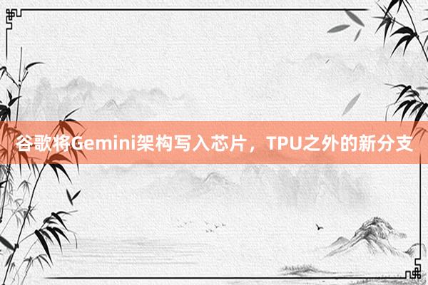 谷歌将Gemini架构写入芯片，TPU之外的新分支