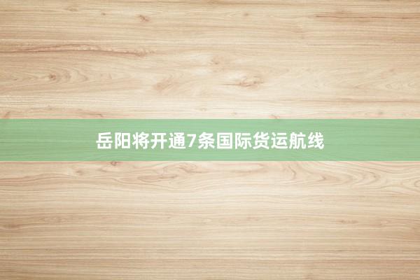 岳阳将开通7条国际货运航线