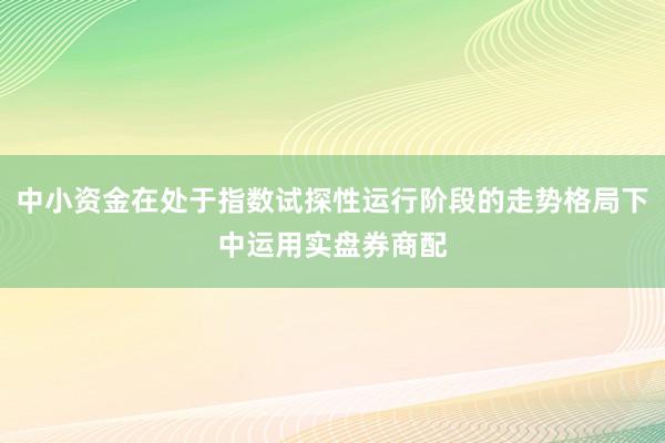中小资金在处于指数试探性运行阶段的走势格局下中运用实盘券商配