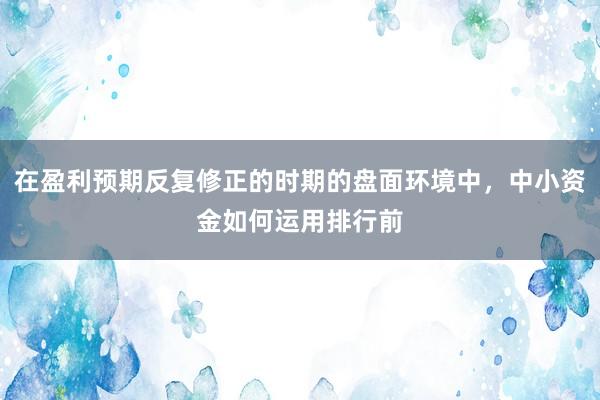 在盈利预期反复修正的时期的盘面环境中，中小资金如何运用排行前