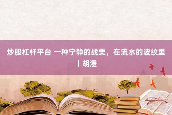 炒股杠杆平台 一种宁静的战栗,在流水的波纹里丨胡澄