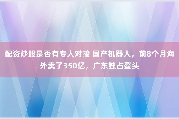 配资炒股是否有专人对接 国产机器人，前8个月海外卖了350亿，广东独占鳌头