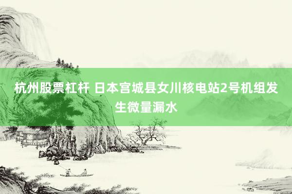 杭州股票杠杆 日本宫城县女川核电站2号机组发生微量漏水